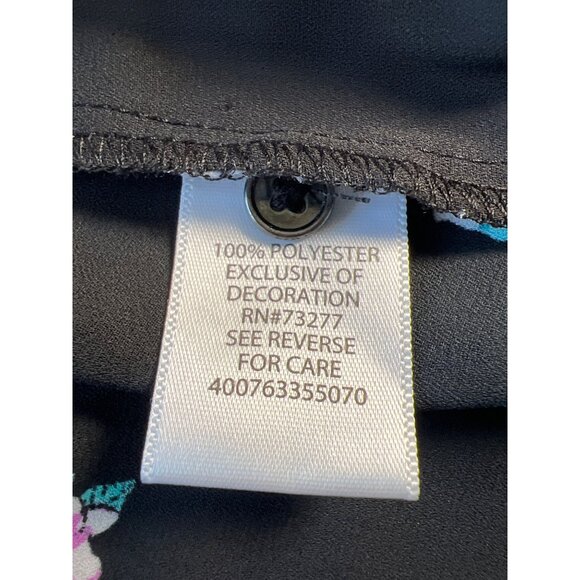 NWT Candies Women's Size M Black Floral Blouse Tab Sleeves Lace Shoulder Insert - Picture 10 of 11